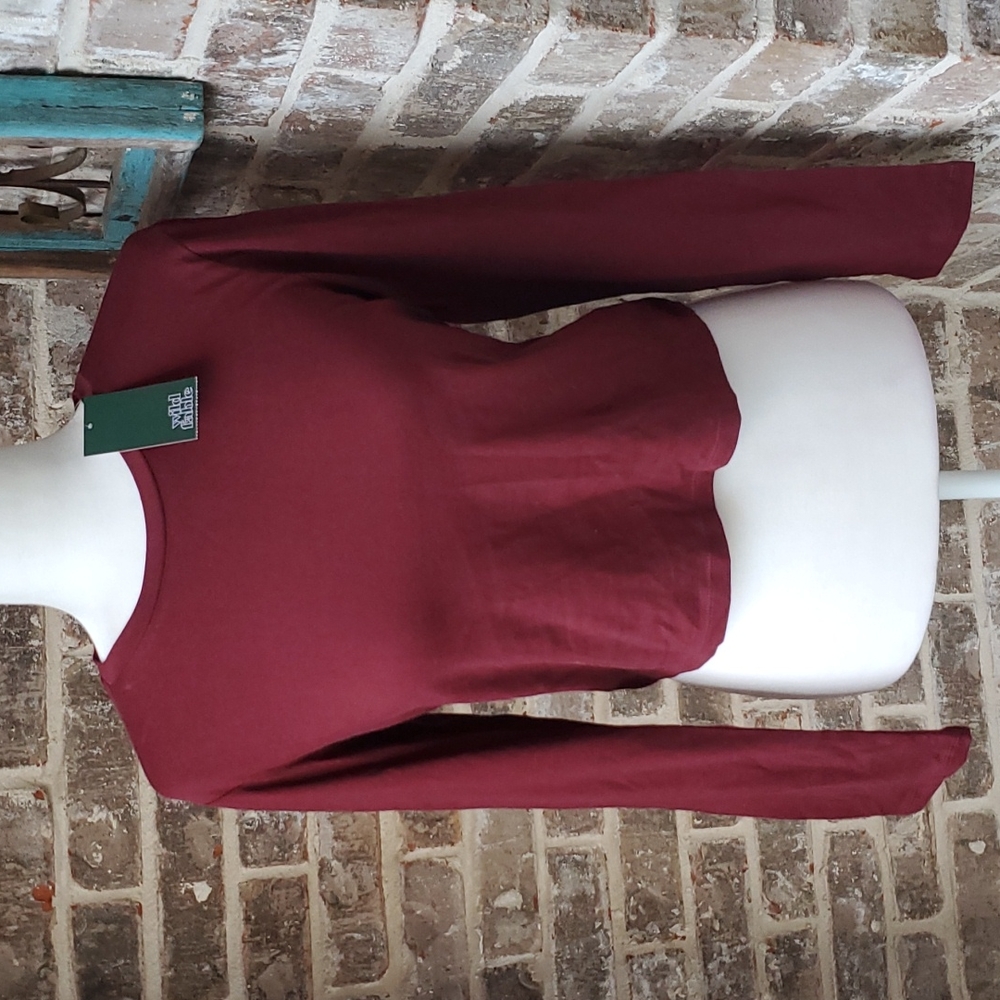 NWT! Wild Fable Opulent Red Long Sleeve Crop Top - Picture 2 of 3